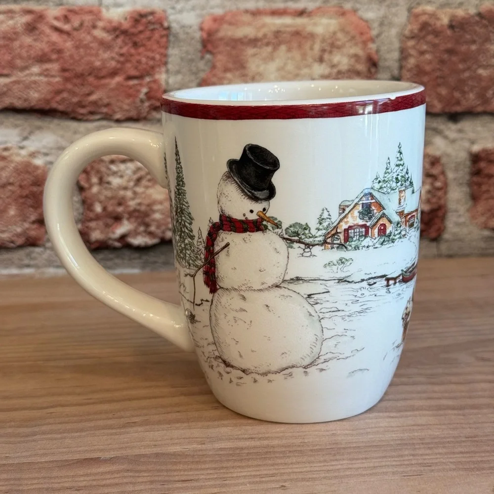 Williams-Sonoma Snowman Coffee Mug — Holiday Winter / Christmas — Good Condition